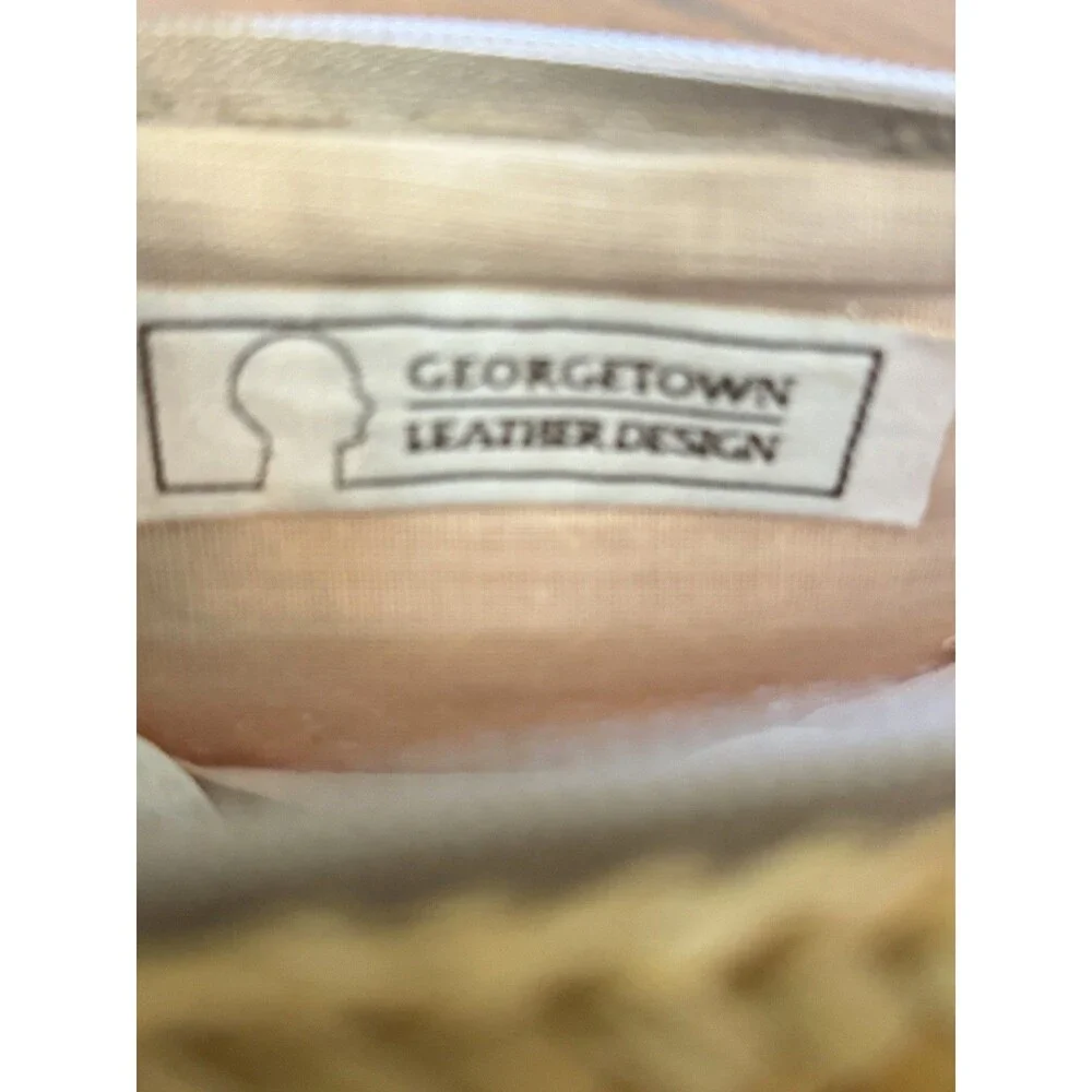 Vintage Georgetown Leather Design Straw Tan Leather Appliqué Purse Shoulder Bag